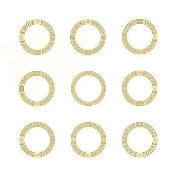 Set of Ancient Greek Circle Pattern. Seamless Greek Key Round Frame vector