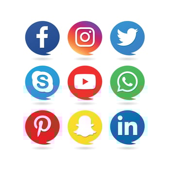 Social Media Isolated Logo Collection on White vector