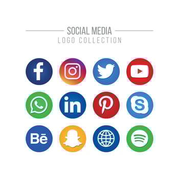 Social Media Isolated Logo Collection on White vector