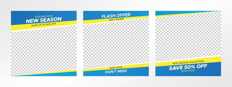 Sale Banners with Empty Abstract Frames for Social Media Post and Web vector