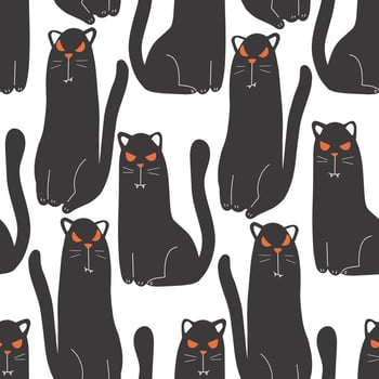 Halloween seamless pattern for design Halloween symbols black cat vector
