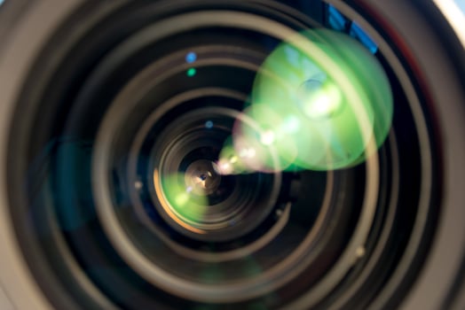 Close-up of the aperture blades of a movie lens photo