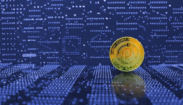 Golden polkadot dot coin cryptocurrency photo