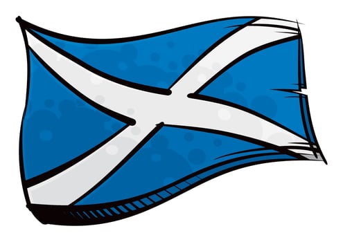 Painted Scotland flag waving in wind vector
