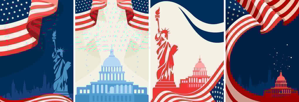 Set of US public holiday posters. Flyer templates in flat design. vector