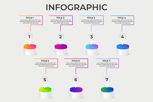 Business infographic element 7 steps or options. vector