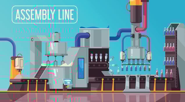 Bottles Assembly Line Composition vector