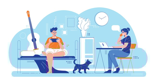 Couple Daily Routine Composition vector