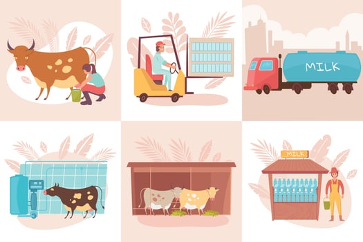 Dairy Production Design Concept vector