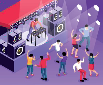 Isometric DJ Set Composition vector