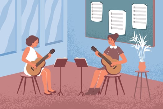 Learning Guitar Flat Composition vector