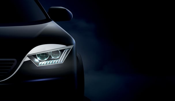 Realistic Car Headlights Ad Composition vector