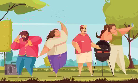 People on a barbecue vector