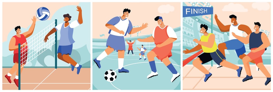 Sports Flat Compositions Set vector