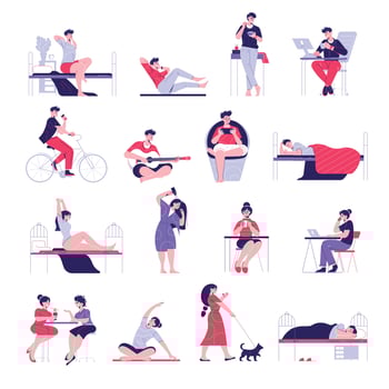 Daily Routine Icons Collection vector