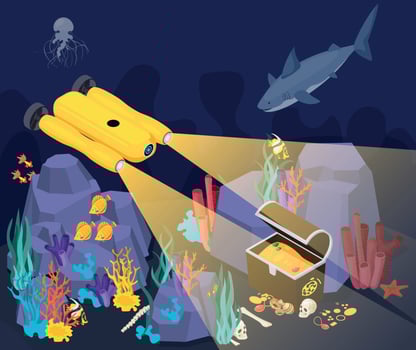 Underwater Vehicles Machines Isometric Composition vector