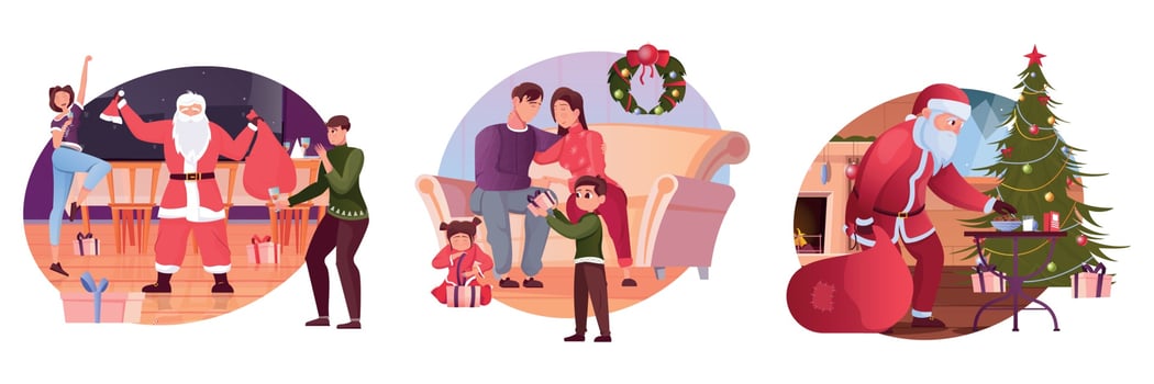 Christmas Flat Compositions vector