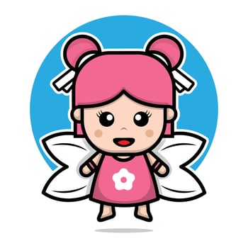 Cute pretty fairy character design cartoon illustration vector