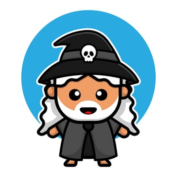 Cute witch cartoon character illustration. vector
