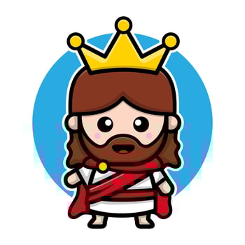 Cute jesus christ wearing a king's crown vector