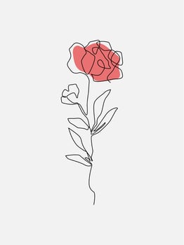 One line art flower free vector