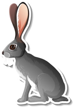 A sticker template of rabbit cartoon character vector