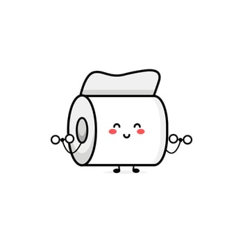 Cute toilet paper character illustration logo kids play toys template vector
