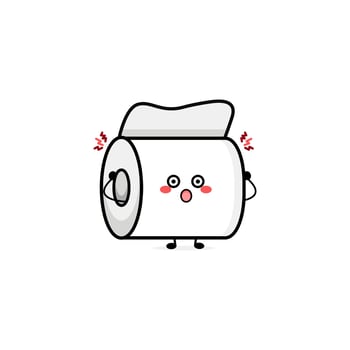 Cute toilet paper character illustration logo kids play toys template vector