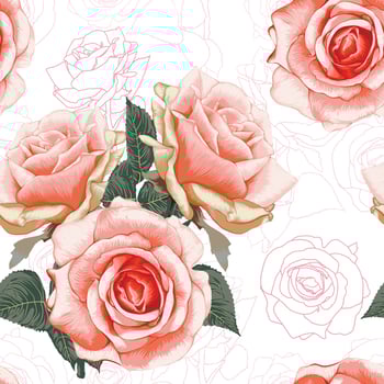 Seamless pattern floral pink pastel Rose flowers abstract background. vector