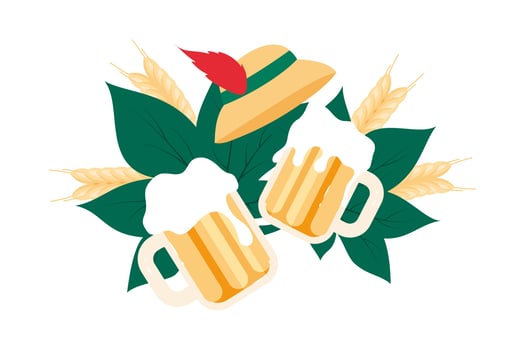 Beer festival in German flat concept vector illustration