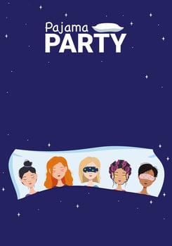 Hen party. Women sleepover poster in party pajama style vector