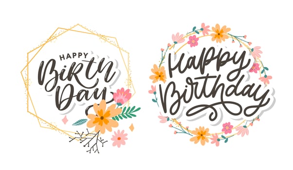 Beautiful happy birthday greeting card with flowers vector