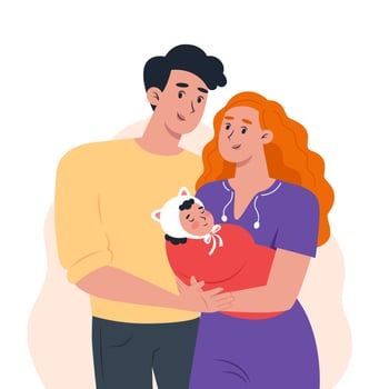 Young parents are holding a small child vector