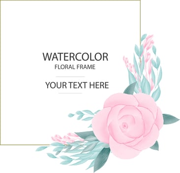 watercolor floral frame vector