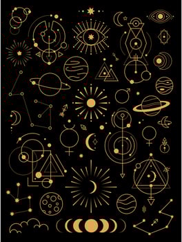 Big set of magic and astrological symbols vector