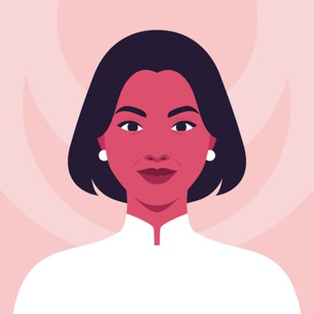 Portrait of mature happy asian woman full face vector