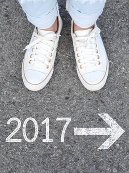 White casual shoes making decision photo