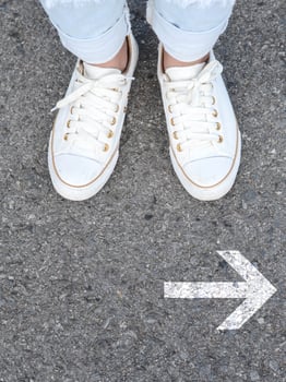 White casual shoes making decision photo
