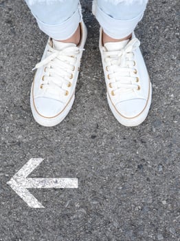 White casual shoes making decision photo