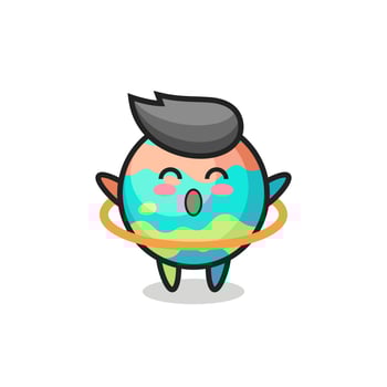 cute bath bombs cartoon is playing hula hoop vector