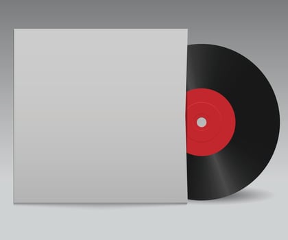 Vinyl record with red label and white cover vector