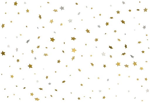 Light gold glitter confetti background. 3d stars. vector