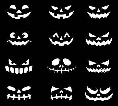 Devil face icons vector
