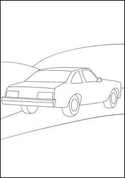 Retro Cars coloring pages, Simple automobile coloring pages for kids. vector