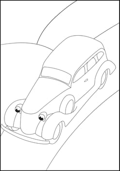 Retro Cars coloring pages, Simple automobile coloring pages for kids. vector