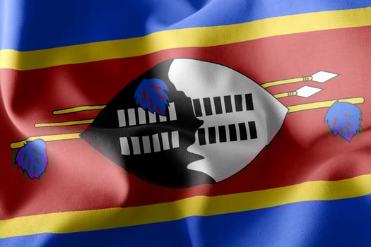 3D rendering illustration closeup flag of Eswatini. photo
