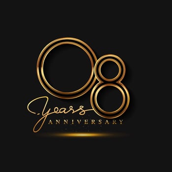 8 Years Anniversary Logo Golden Colored isolated on black background vector