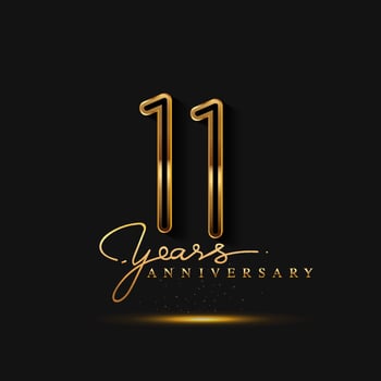 11 Years Anniversary Logo Golden Colored isolated on black background vector