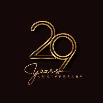 29 Years Anniversary Logo Golden Colored isolated on black background vector