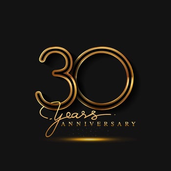 30 Years Anniversary Logo Golden Colored isolated on black background vector